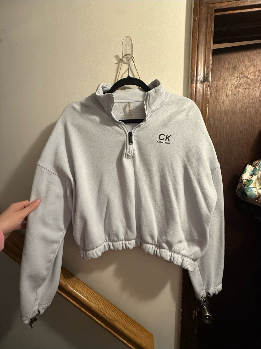 Calvin Klein Cropped Quarter Zip Light Blue